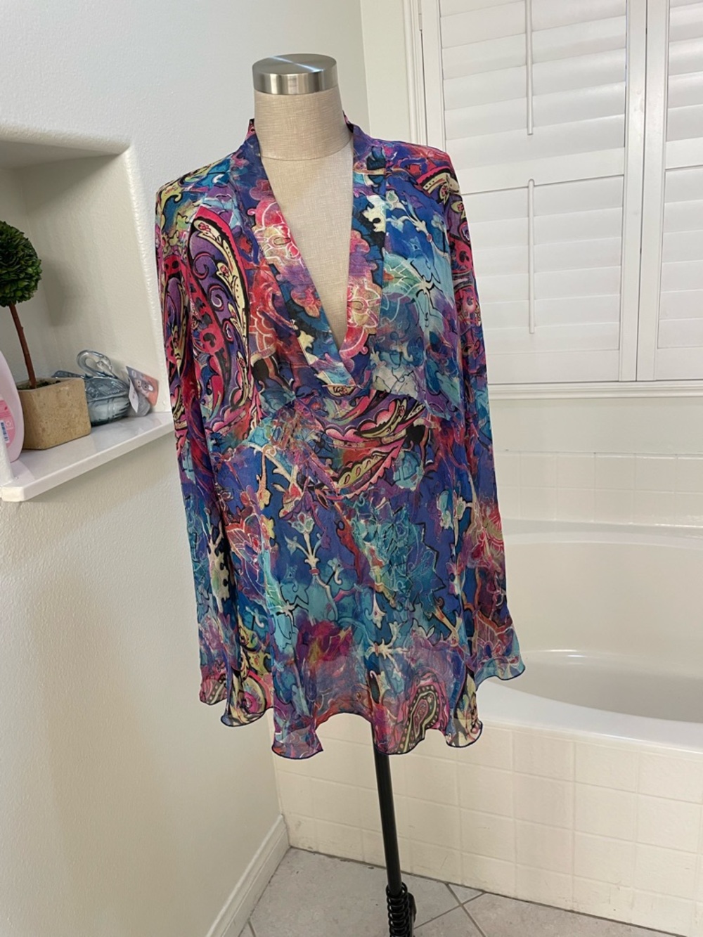 100% silk top sheer blouse